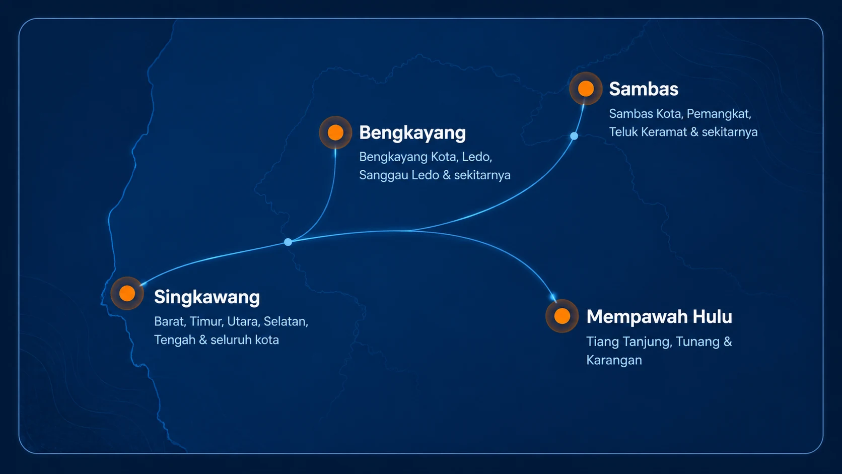 Peta area pelayanan Singkawang, Bengkayang, Sambas dan Mempawah Hulu